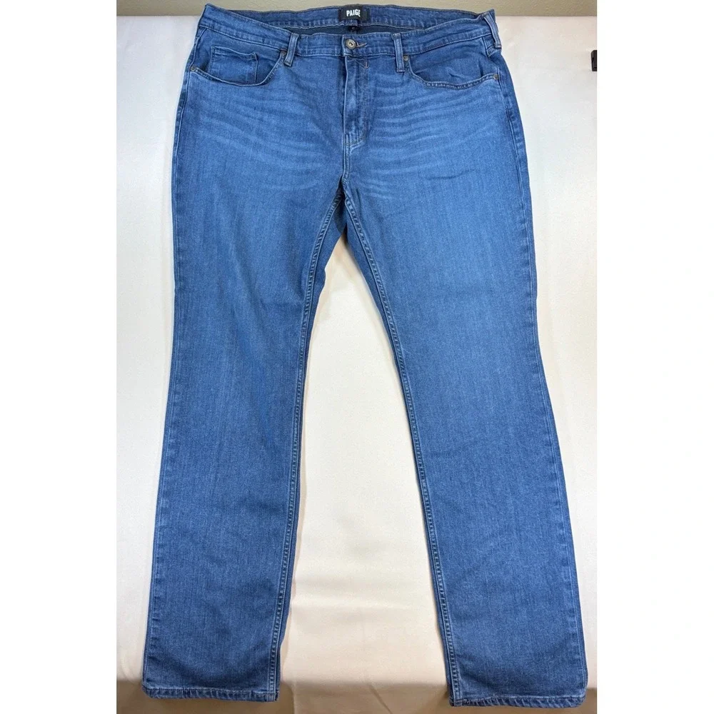 Paige Federal Slim Straight Jeans Mens 36x32 Medium Wash Blue Stretch Casual